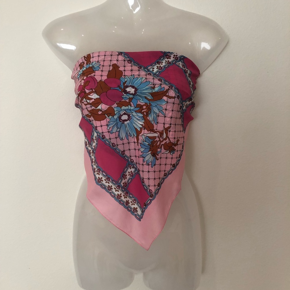 Vintage Neck scarf pink/blue floral square